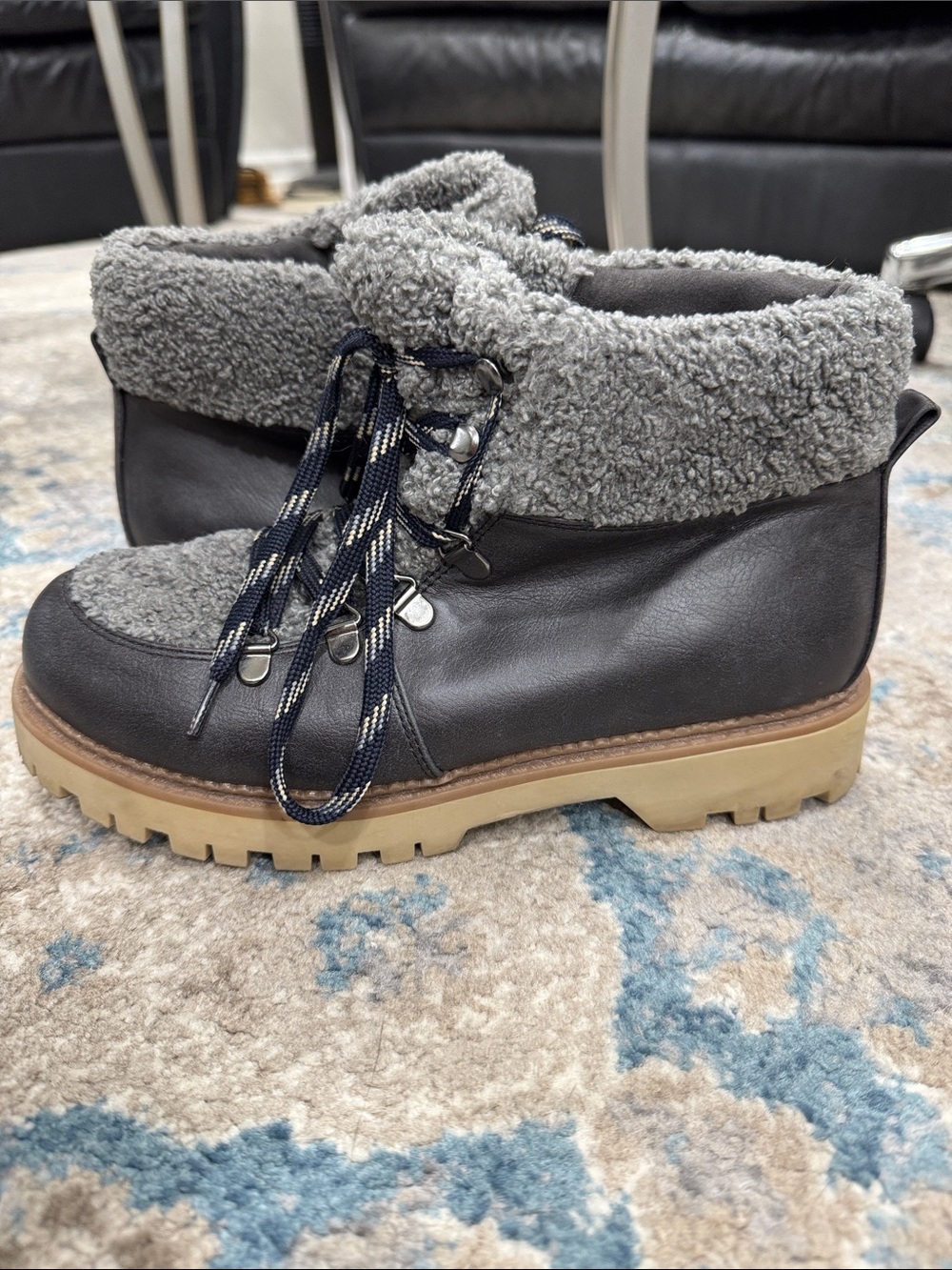 Sam Edelman Circus - Women's Grey Faux-Shearling Ankle Boot - Casual Style